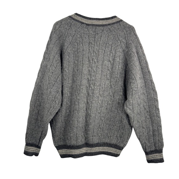 Joseph Abboud Hand Loom Cable Knit 100% Wool Sweater Mens XL preppy fisherman - Picture 3 of 8